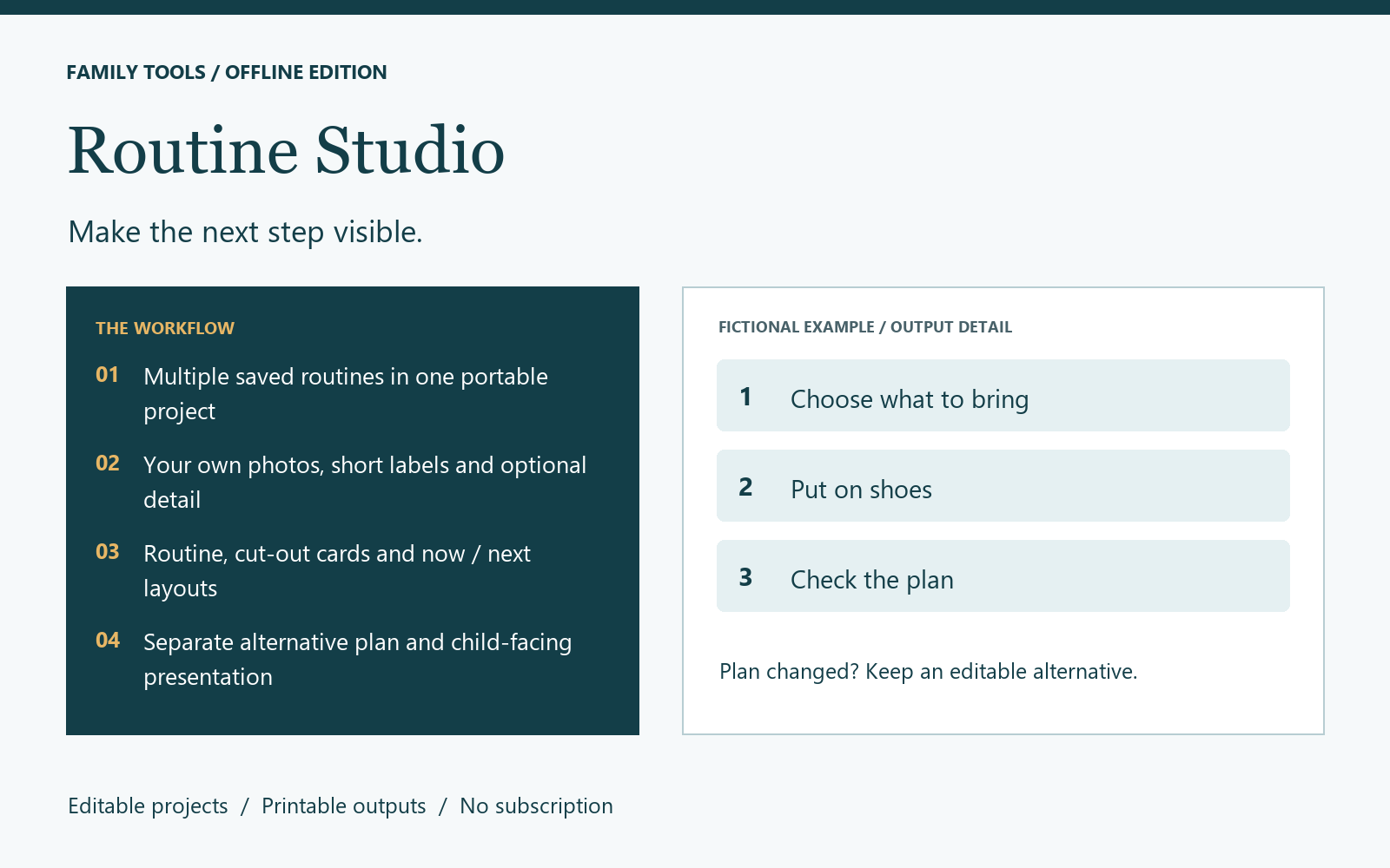 Routine Studio feature preview with a fictional example
